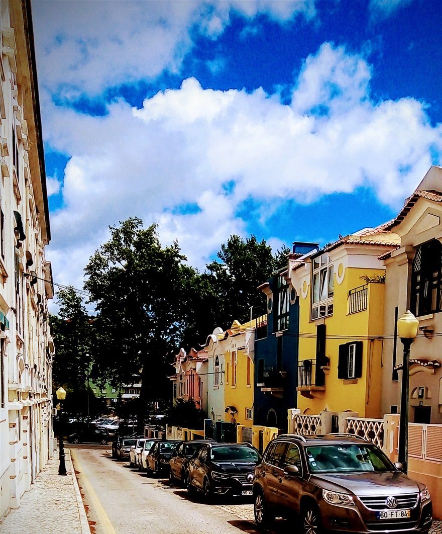 A row of colourful houses in Lisbon